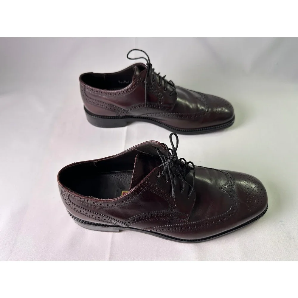 VINTAGE Cole Haan Men's 9 M Wingtip Oxford Shoes Dark Brown Leather Brogue Dress